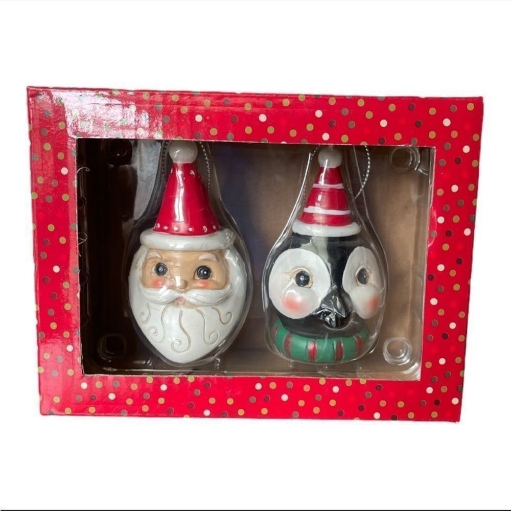 𝅺johanna parker ornaments Santa and Penguin